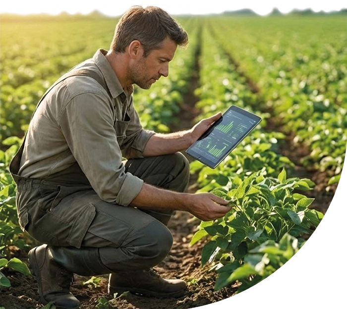 Agricultor en una tierra